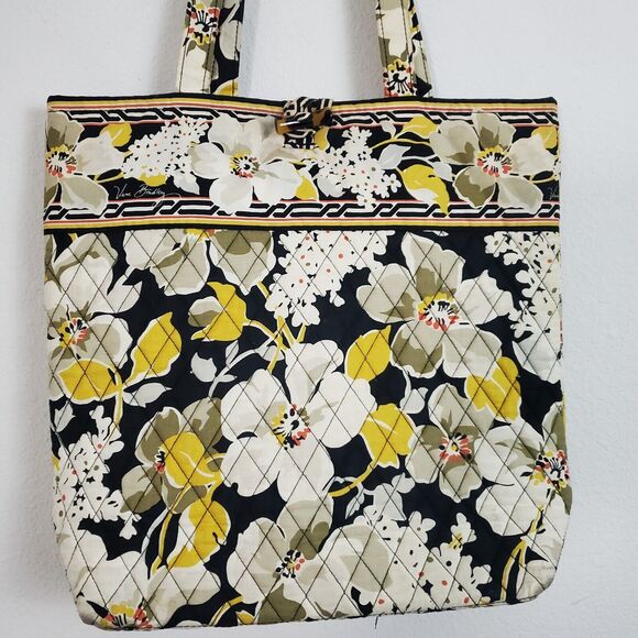 Vera Bradley Dogwood Medium Tote Yellow Floral Shoulder Bag Shopping Retired - Picture 2 of 11